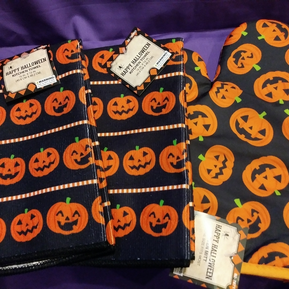 🎃Pumpkin Kitchen towel set with Oven Mitt
